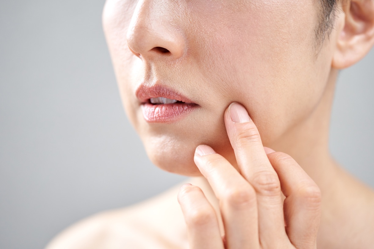 Mature skin showing fine lines and natural texture