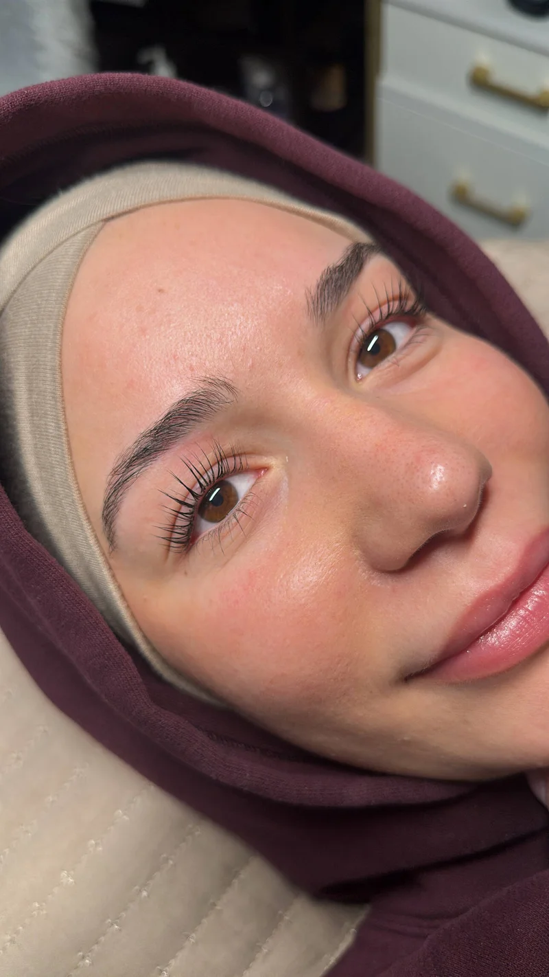 Lifted lashes and shaped brows after treatment
